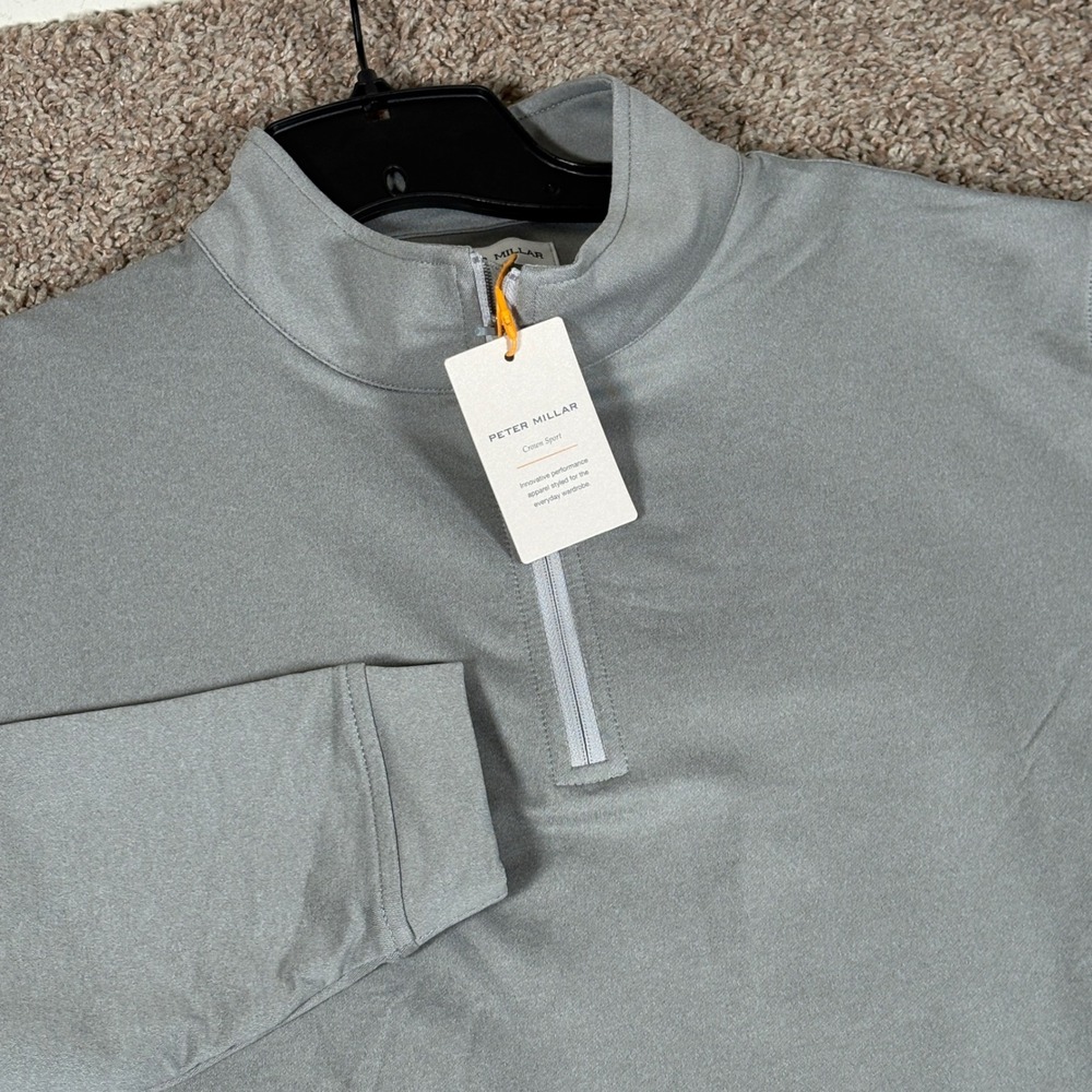 Peter Millar Crown Sport Gale Gray Quarter Zip Pullover ME0EK40B Mens Large NWT